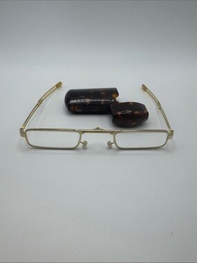 Vintage Folding Scorecard Readers Reading Glasses Faux Tortoiseshell Case